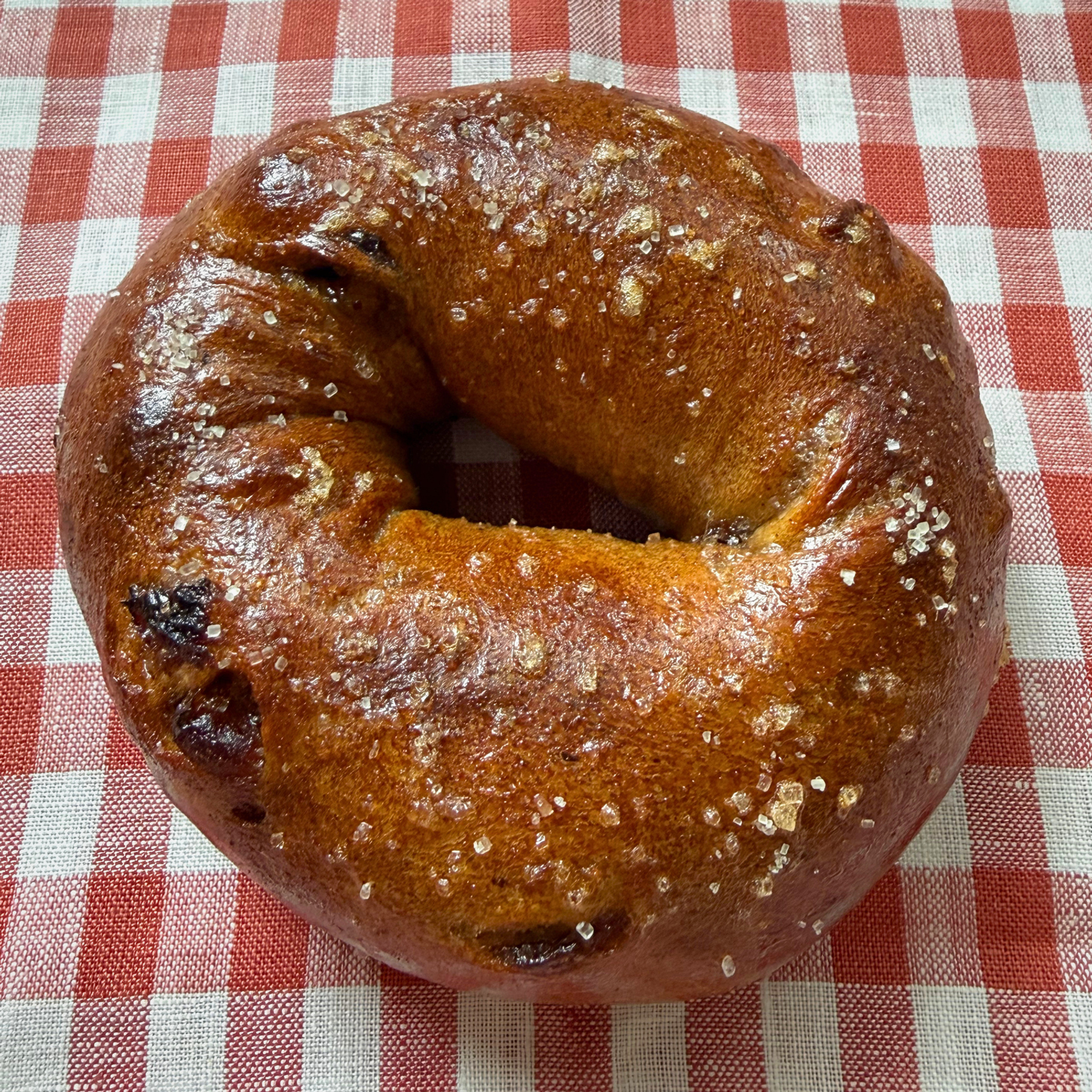 Freshly baked Cinnamon Raisin bagel