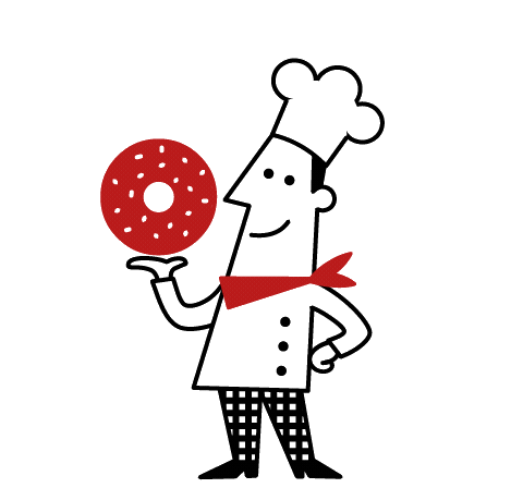 Mister chef mascot blowing a kiss and winking